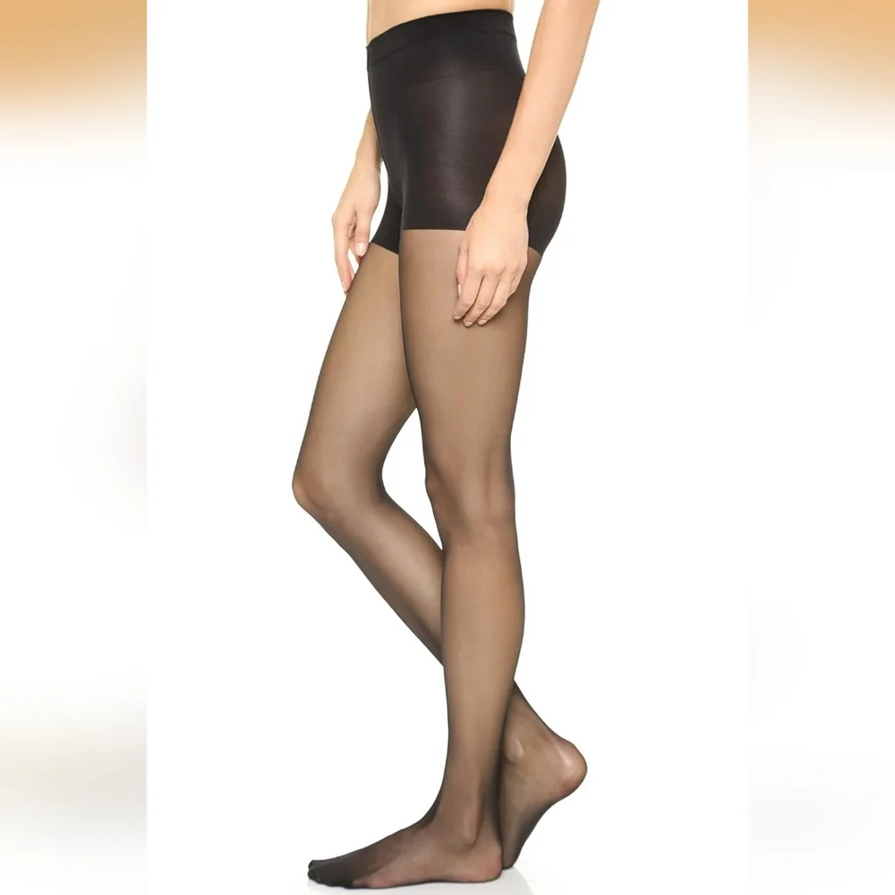 WOLFORD SHAPE INDIVIDUAL 10 CONTROL TOP TIGHTS : Size:Medium; Color: BLACK